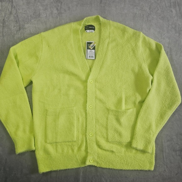 Original Use Other - Original Use Mens Oversized Cardigan Lime Green Fuzzy Knit Button Front medium